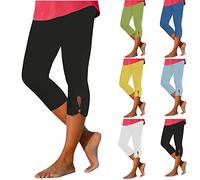 Keepink Leggings for Women UK 3/4 Length High Waist Capri Pants Slim Summer Essentials Jogging Bottoms Seamless Yoga Trousers Tummy Control Butt Lift Gym Legging Plus Size 8-18