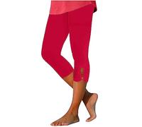 Keepink Leggings for Women UK 3/4 Length High Waist Capri Pants Slim Summer Essentials Jogging Bottoms Seamless Yoga Trousers Tummy Control Butt Lift Gym Legging Plus Size 8-18