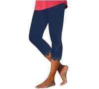 Keepink Leggings for Women UK 3/4 Length High Waist Capri Pants Slim Summer Essentials Jogging Bottoms Seamless Yoga Trousers Tummy Control Butt Lift Gym Legging Plus Size 8-18