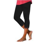 Keepink Leggings for Women UK 3/4 Length High Waist Capri Pants Slim Summer Essentials Jogging Bottoms Seamless Yoga Trousers Tummy Control Butt Lift Gym Legging Plus Size 8-18