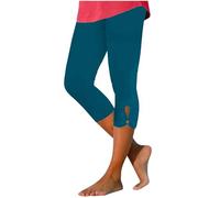 Keepink Leggings for Women UK 3/4 Length High Waist Capri Pants Slim Summer Essentials Jogging Bottoms Seamless Yoga Trousers Tummy Control Butt Lift Gym Legging Plus Size 8-18