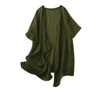 Keepink Linen Cardigans for Women UK Summer Lightweight Tunic Cardigan Short Sleeve Shrugs Blazer Jackets Kimono Dress Cover Up Tops Open Front Casual Oversize Pocket Midi Long Duster