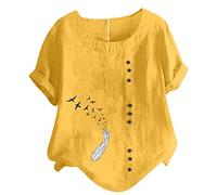 Keepink Linen Tops for Women UK Plus Size 8-22 Elegant Tunic Tops Floral Embroidered Blouse Ladies Oversized T-Shirt Summer Casual Short Sleeve Loose Tee Shirts Going Out T Shirts Sale