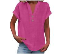 Keepink Linen Tops for Women UK Plus Size 8-22 Summer Short Sleeve Top Plain V Neck T Shirts Elegant Loose Fit Tunic Blouses Laides Casual Dressy Shirts Pullover T-Shirts Clearance