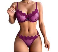 Keepink Lingerie Sets for Women UK Sexy Plus Size 2 Pieces Bra and Knickers Sets See Through Nightwear Naughty Babydoll Bodysuit Erotic Underwear for Valentines Honeymoon Cheap