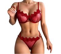Keepink Lingerie Sets for Women UK Sexy Plus Size 2 Pieces Bra and Knickers Sets See Through Nightwear Naughty Babydoll Bodysuit Erotic Underwear for Valentines Honeymoon Cheap