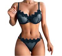 Keepink Lingerie Sets for Women UK Sexy Plus Size 2 Pieces Bra and Knickers Sets See Through Nightwear Naughty Babydoll Bodysuit Erotic Underwear for Valentines Honeymoon Cheap