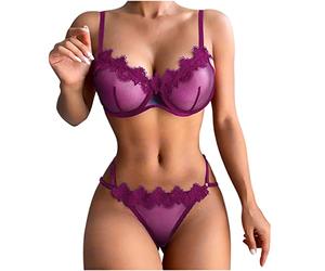 Keepink Lingerie Sets for Women UK Sexy Plus Size 2 Pieces Bra and Knickers Sets See Through Nightwear Naughty Babydoll Bodysuit Erotic Underwear for Valentines Honeymoon Cheap