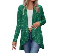 Keepink Long Cardigans for Women UK Ladies Metallic Cardigan Silver Open Front Casual Jacket Sparkly Evening Shawl Wrap Shimmer Cover Up Top for Going Out Wedding Party Club
