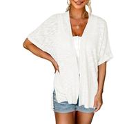 Keepink Long Cardigans for Women UK Short Sleeve Open Front Shirt Casual Loose Beach Cover Up Ladies V Neck Kimono Cardigan Sheer Lightweight Flowy Plain Tops Eleagnt Tunic Blouse