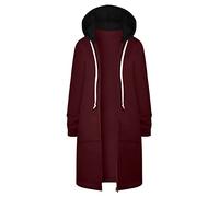Keepink Long Hoodie for Women 2024 Oversized Long Sleeve Jackets Casual Zip Up Drawstring Fleece Sweatshirt Hooded Cardigan Winter Coats Lightweight Fall Clothes UK Plus Size 8-22