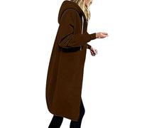 Keepink Long Hoodie for Women 2024 Oversized Long Sleeve Jackets Casual Zip Up Drawstring Fleece Sweatshirt Hooded Cardigan Winter Coats Lightweight Fall Clothes UK Plus Size 8-22