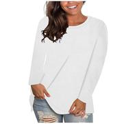 Keepink Long Sleeve T Shirts Women Casual Loose Tops Plain Crew/V Neck Longline Tunic Shirt Soft Comfor Basic Tee Shirts Classic Fit Tshirt Workout Gym Top Summer Fall Clothes