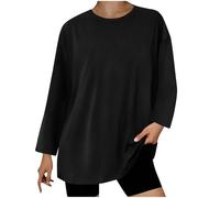 Keepink Long Sleeve Tops Womens Oversized T Shirts Solid Crewneck Basic Tees Casual Loose Tunic Tops to Wear with Leggings Activewear Workout Pullover Shirts Ladies Fall Clothes UK Sale