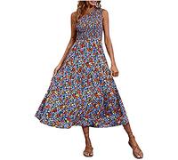 Keepink Maxi Dresses for Women UK Summer Sleeveless One Shoulder Dress Floral Print Tiered Boho Dresses Flowy Casual Beach Dress A-Line High Waist Dresses Sexy Formal Evening Party Gowns