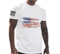Keepink Men's Short Sleeve Crew Neck T Shirt Independence Day Print Breathable Everyday Tops Muscle Bodybuilding Tshirt Lightweight Comfort Casual Tee for Weekend Going Out UK Sizing