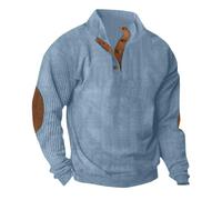 Keepink Mens Sweatshirts No Hood Men Quarter Button Pullover Tops Corduroy Long Sleeve Shirt Vintage Casual Jumpers Winter Stand Collar Blouse Sweater Workwear S-3XL Sale