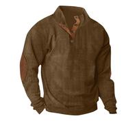 Keepink Mens Sweatshirts No Hood Men Quarter Button Pullover Tops Corduroy Long Sleeve Shirt Vintage Casual Jumpers Winter Stand Collar Blouse Sweater Workwear S-3XL Sale