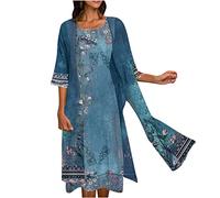 Keepink Mother of The Bride Dresses Womens 2 Pieces Outfits Elegant Dress Suits Lace Hollow Out Long Sleeve Cardigan + Sleeveless Dress Wedding Guest Dresses Sets Shift Dress