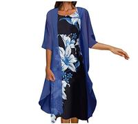 Keepink Mother of The Bride Dresses Womens 2 Pieces Outfits Elegant Dress Suits Lace Hollow Out Long Sleeve Cardigan + Sleeveless Dress Wedding Guest Dresses Sets Shift Dress
