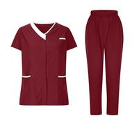 Keepink Nurses Uniforms Scrubs Set for Women V-Neck Top and Cargo Pant Medical Scrub Set with Petite and Plus Sizes 2 Piece Nurse Outfit with Multi Pocket Workwear UK10-20 Sale