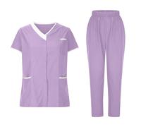 Keepink Nurses Uniforms Scrubs Set for Women V-Neck Top and Cargo Pant Medical Scrub Set with Petite and Plus Sizes 2 Piece Nurse Outfit with Multi Pocket Workwear UK10-20 Sale