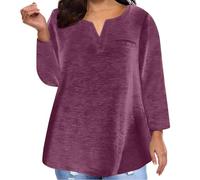 Keepink Plus Size Tops for Women UK 14-28 Sale Long Sleeve Tunic Top Solid Oversized V Neck T Shirts Dressy Casual Loose Blouse Basic Sweatshirts Fall Comfy Pullover Ladies Jumpers