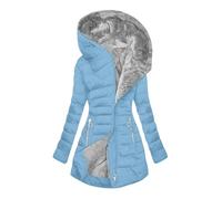 Keepink Plus Size Winter Coats for Women UK Waterproof Fleece Lined Warm Long Puffer Jacket Thicken Sherpa Parka with Hood Casual Fuzzy Down Outwear Solid Quilted Overcoats Windbreaker Travel