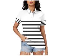 Keepink Polo Shirts for Women UK Short Sleeve Summer Tops Button V Neck Collared Shirt Business Casual Dressy Blouses Graphic Print Basic Tees Loose Tunic Tops for Work Golf Sale