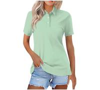 Keepink Polo Shirts for Women UK Short Sleeve Summer Tops Button V Neck Collared Shirt Business Casual Dressy Blouses Graphic Print Basic Tees Loose Tunic Tops for Work Golf Sale
