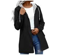 Keepink Rain Jackets Women Long Lightweight Waterproof Rain Coats Plus Size Windbreakers Loose Hooded Raincoats Outdoor Camping Cycling Running Bike Hiking Trench Outerwear with Pockets
