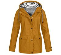 Keepink Raincoat Women Waterproof Lightweight Jackets Long Hooded Rain Coat Active Outdoor Windbreaker Trench Coat Pockets Warm Hiking Climbing Jacket Plus Size 12/26 Clearance
