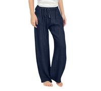 Keepink School Trouser for Girls Boys Cotton Linen Trousers Baggy Wide Leg Pants Elastic High Waisted Casual Pant Athletic Lounge Jogger Comfort Kids Sweatpants 4-14 Years