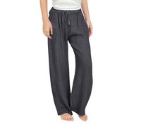 Keepink School Trouser for Girls Boys Cotton Linen Trousers Baggy Wide Leg Pants Elastic High Waisted Casual Pant Athletic Lounge Jogger Comfort Kids Sweatpants 4-14 Years