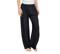 Keepink School Trouser for Girls Boys Cotton Linen Trousers Baggy Wide Leg Pants Elastic High Waisted Casual Pant Athletic Lounge Jogger Comfort Kids Sweatpants 4-14 Years