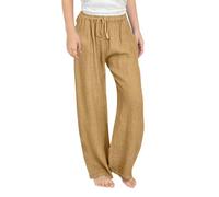 Keepink School Trouser for Girls Boys Cotton Linen Trousers Baggy Wide Leg Pants Elastic High Waisted Casual Pant Athletic Lounge Jogger Comfort Kids Sweatpants 4-14 Years