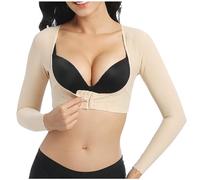 Keepink Shaper Tops for Women Long Sleeve Arm Compression Sleeves Post Surgery Liftup Front Closure Bra Top Slimmer Posture Corrector Tummy Control Shapewear Plus Size