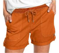 Keepink Shorts for Women UK Summer Drawstring Elastic Waist Bottoms Solid Baggy Casual Joggers Soft Comfy Slim-Fit Bermuda Short Pants with Pockets Holiday Chino Activewear