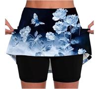 Keepink Skorts for Women UK Athletic Tennis Skirt with Shorts Casual Golf Skort High Waist Workout Summer Skirts Plus Size Knee Length Pants Running Sport Going Out Shorts S-5XL