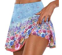Keepink Skorts for Women UK with Inner Shorts Summer Golf Tennis Skirts Athletic Running Workout Skorts Ladies Lightweight Quick Dry Active Pants Breathable Skort Bike Shorts