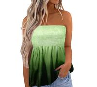 Keepink Sleeveless Tops for Women UK Strapless Tube Tops Stretch Pleated Bandeau T Shirts Gradient Printed Boob Tube Tee Shirt Y2K Summer Long Tunic Blouses Ladies Casual Vests S-XXL