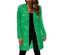 Keepink Sparkly Cardigans for Women UK Glittering Sequin Mesh Evening Jacket Shimmer Glitter Open Front Outerwear Coat Casual Sparkling Long Sleeve Cover-Up for Parties Cocktail