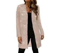 Keepink Sparkly Cardigans for Women UK Glittering Sequin Mesh Evening Jacket Shimmer Glitter Open Front Outerwear Coat Casual Sparkling Long Sleeve Cover-Up for Parties Cocktail