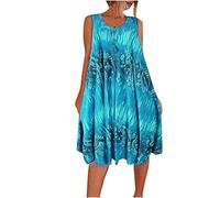Keepink Summer Dresses for Women Sleeveless Beach Sundress Floral Print Boho Dresses Oversized Flowy Mini Tank Dress A Line Shift Tunic Dress Women's Dress Plus Size UK 8-22 Sale