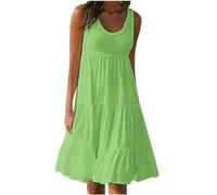 Keepink Summer Dresses for Women UK 2024 Casual Sleeveless Dress Solid Knee Length Sundresses Beach Dress Ladies Tank Dresses Baggy Shift Dress Trendy Tunic Dresses Clearance