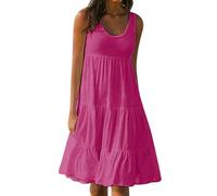 Keepink Summer Dresses for Women UK 2024 Casual Sleeveless Dress Solid Knee Length Sundresses Beach Dress Ladies Tank Dresses Baggy Shift Dress Trendy Tunic Dresses Clearance