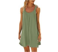 Keepink Summer Dresses for Women UK Clearance Sleeveless Beach Dresses Cover Up Solid Casual Tank Dress Loose Tunic Dress Ladies Dresses Mini Strappy Sundresses Shift Dress Petite