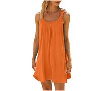 Keepink Summer Dresses for Women UK Clearance Sleeveless Beach Dresses Cover Up Solid Casual Tank Dress Loose Tunic Dress Ladies Dresses Mini Strappy Sundresses Shift Dress Petite