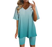 Keepink Summer Outfits for Women UK Short Sleeve Tops T-Shirts and Short Jogger Casual Track Suit 2 Piece Activewear Ladies Tracksuit Sets for Gym Running Walking Yoga Plus Size 8-18