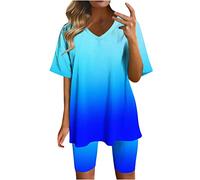 Keepink Summer Outfits for Women UK Short Sleeve Tops T-Shirts and Short Jogger Casual Track Suit 2 Piece Activewear Ladies Tracksuit Sets for Gym Running Walking Yoga Plus Size 8-18